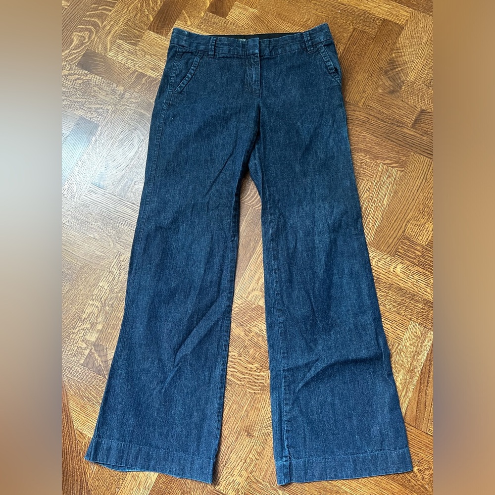 J. Crew Wide Leg Denim Pants - Blue